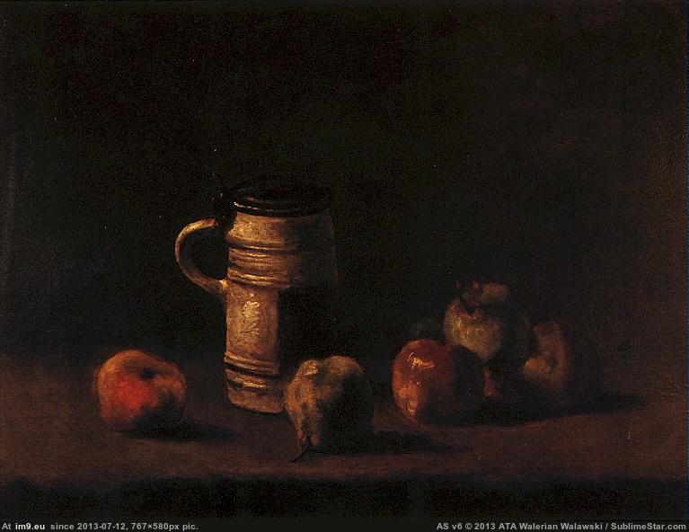 1881 Still Life with Beer Mug and Fruit (in Vincent van Gogh - 1881-83 Earliest Paintings)