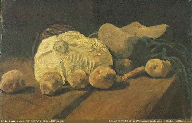 1881 Still Life with Cabbage and Clogs (in Vincent van Gogh - 1881-83 Earliest Paintings)