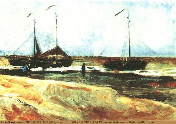 1882 Beach at Scheveningen in Calm Weather (in Vincent van Gogh - 1881-83 Earliest Paintings)