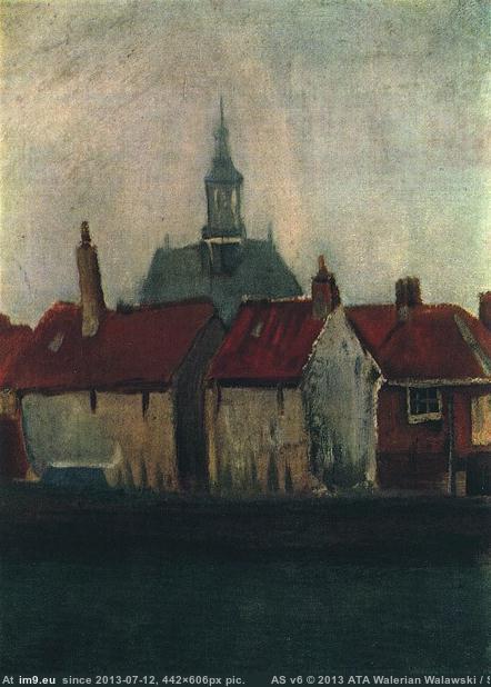 1882 Cluster of Old Houses with the New Church in The Hague (in Vincent van Gogh - 1881-83 Earliest Paintings)
