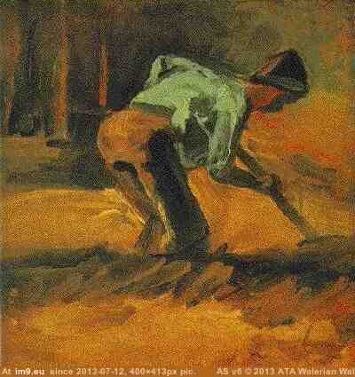 1882 Man Stooping with Stick or Spade (in Vincent van Gogh - 1881-83 Earliest Paintings)