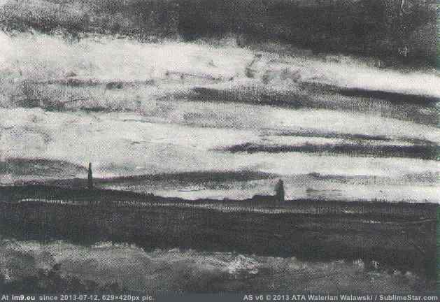 1883 Landscape with a Church at Twilight (in Vincent van Gogh - 1881-83 Earliest Paintings)