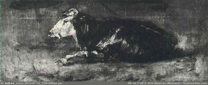 1883 Lying Cow version 2 (in Vincent van Gogh - 1881-83 Earliest Paintings)