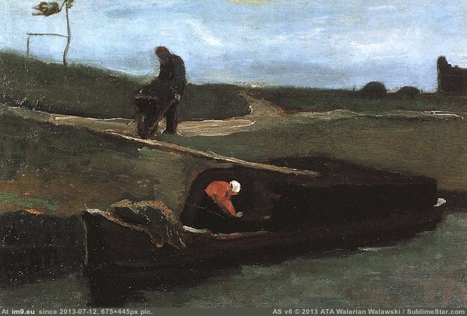 1883 Peat Boat with Two Figures (in Vincent van Gogh - 1881-83 Earliest Paintings)