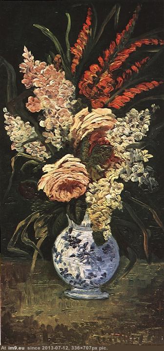 1886 Vase with Gladioli and Lilac (in Vincent van Gogh Paintings - 1886-88 Paris)