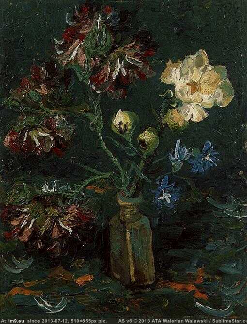 1886 Vase with Myosotis and Peonies (in Vincent van Gogh Paintings - 1886-88 Paris)