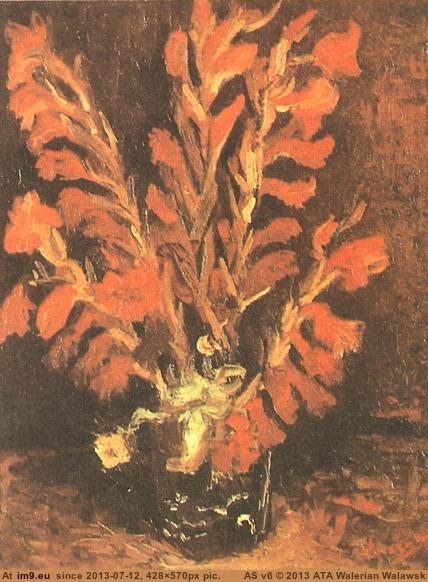 1886 Vase with Red Gladioli version 3 (in Vincent van Gogh Paintings - 1886-88 Paris)