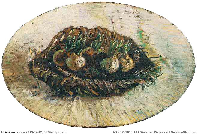 1887 Basket of Sprouting Bulbs (in Vincent van Gogh Paintings - 1886-88 Paris)