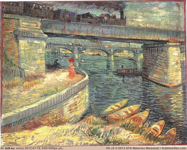 1887 Bridges across the Seine at Asnieres (in Vincent van Gogh Paintings - 1886-88 Paris)