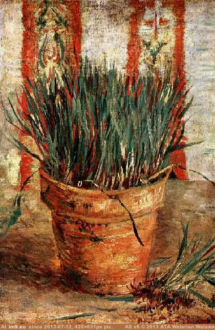 1887 Flowerpot with Chives (in Vincent van Gogh Paintings - 1886-88 Paris)