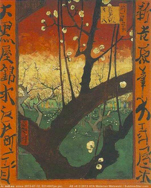 1887 Japonaiserie Flowering Plum Tree (after Hiroshige) (in Vincent van Gogh Paintings - 1886-88 Paris)