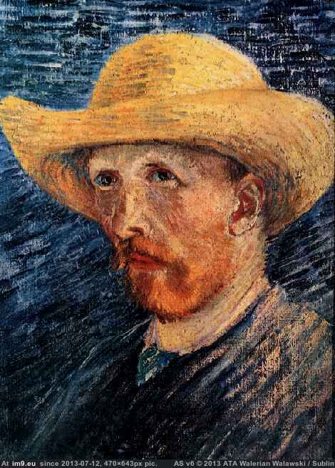 1887 Self-Portrait with Straw Hat version 2 (in Vincent van Gogh Paintings - 1886-88 Paris)