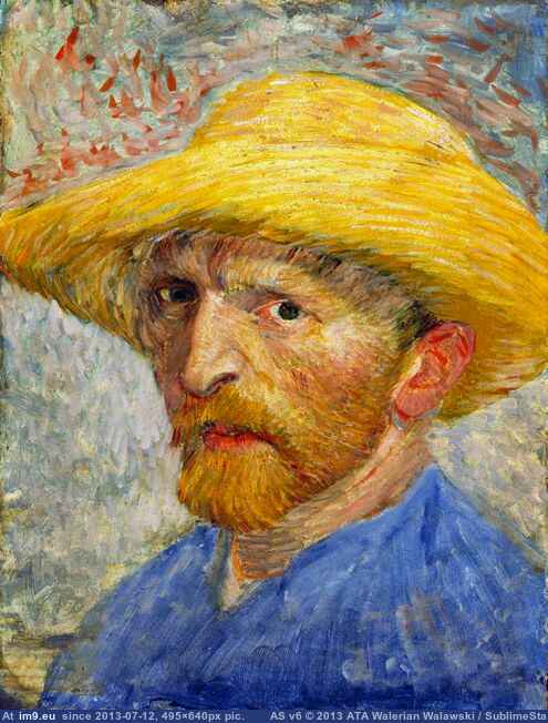1887 Self-Portrait with Straw Hat version 4 (in Vincent van Gogh Paintings - 1886-88 Paris)