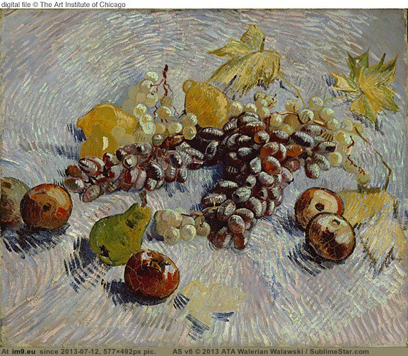 1887 Still Life with Apples, Pears, Lemons and Grapes (in Vincent van Gogh Paintings - 1886-88 Paris)