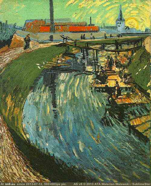 1888 Canal with Women Washing (in Vincent van Gogh Paintings - 1888-89 Arles)