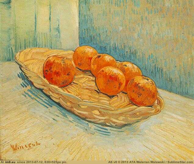 1888 Still Life with Basket and Six Oranges (in Vincent van Gogh Paintings - 1888-89 Arles)