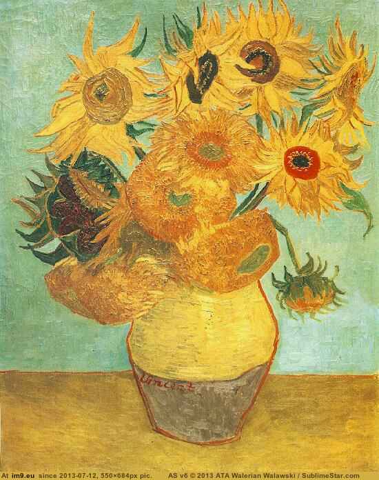 1889 Still Life Vase with Twelve Sunflowers (in Vincent van Gogh Paintings - 1888-89 Arles)