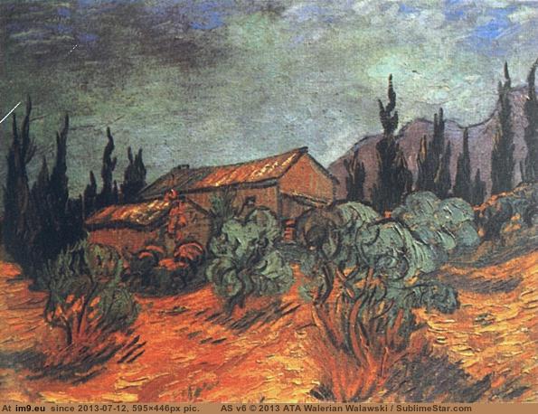1889 Wooden Sheds (in Vincent van Gogh Paintings - 1889-90 Saint-Rémy)