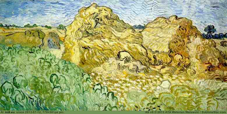 1890 Field with Wheat Stacks (in Vincent van Gogh Paintings - 1890 Auvers-sur-Oise)