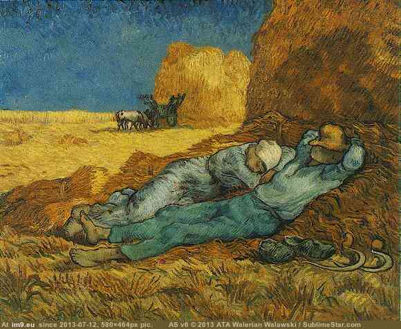 1890 Noon Rest from Work (after Millet) (in Vincent van Gogh Paintings - 1889-90 Saint-Rémy)
