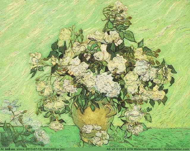1890 Still Life Vase with Roses (in Vincent van Gogh Paintings - 1889-90 Saint-Rémy)