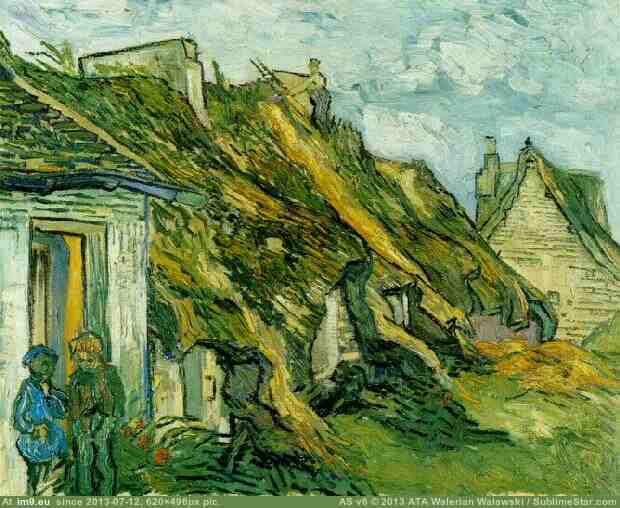 1890 Thatched Sandstone Cottages in Chaponval (in Vincent van Gogh Paintings - 1890 Auvers-sur-Oise)