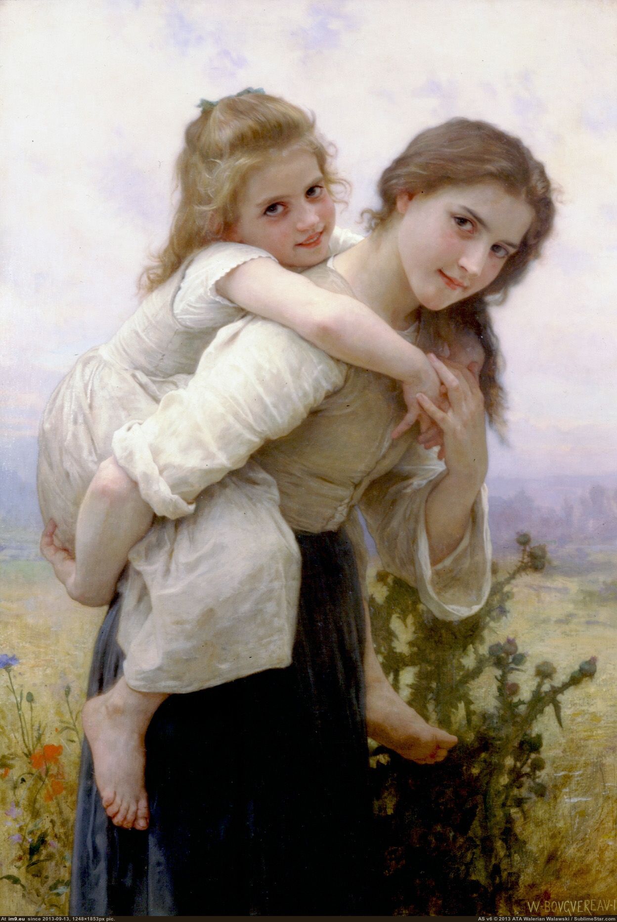 (1895) Fardeau Agreable - William Adolphe Bouguereau (in William Adolphe Bouguereau paintings (1825-1905))