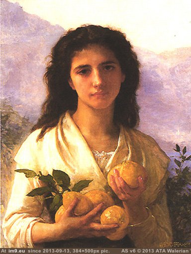 (1899) Girl Holding Lemons - William Adolphe Bouguereau (in William Adolphe Bouguereau paintings (1825-1905))