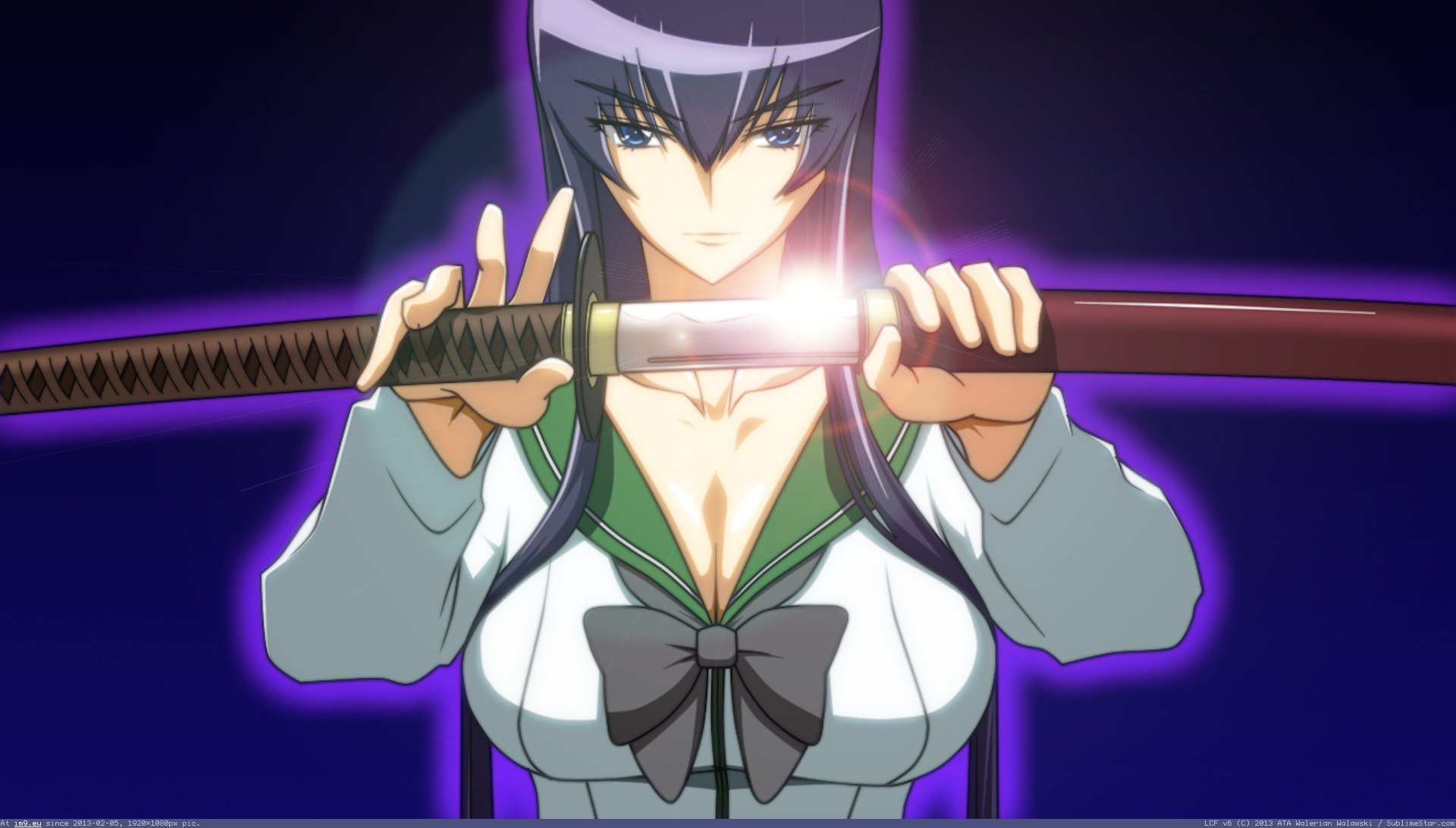 82490 Busujima Saeko Cleavage Highschool Of The Dead Purple Seifuku Sword Weapon Mx 1920X1080 - Anime Wallpaper (in Anime Wallpapers 1920x1080 (HD manga))