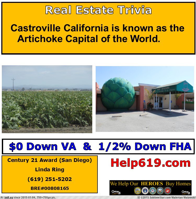 Castroville California Artichoke Capital Century 21 Award San Diego. (in Linda Ring Century 21 Award San Diego Real Estate)