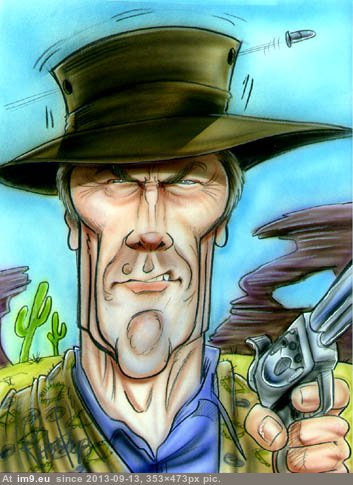 Clint Easwood 2 Cartoon Character (in Movie Stars Funny Cartoon Characters)