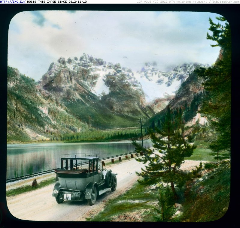 Dolomites. Mount Cristallo and Lake Landro (German - Drrensee) between Cortina and Dobbiaco (1919-1938).2562 (in Branson DeCou Stock Images)