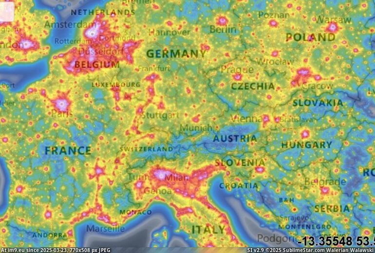 #Map #Light #Pollution #Europe Europe Central Light Pollution Map - 1 Pic. (Image of album ))