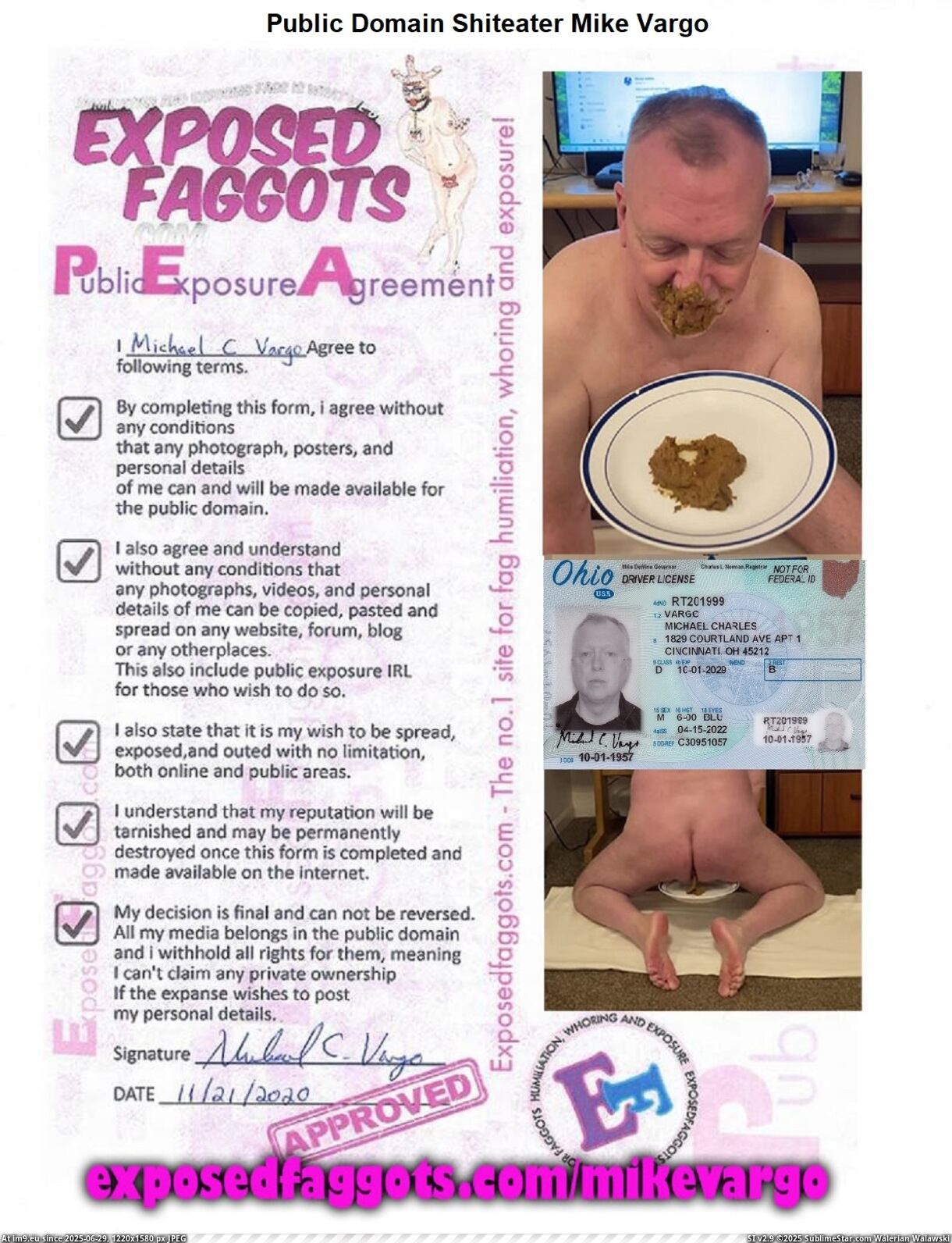 Exposed shiteater Mike Vargo is outed forever online (in Instant Upload)