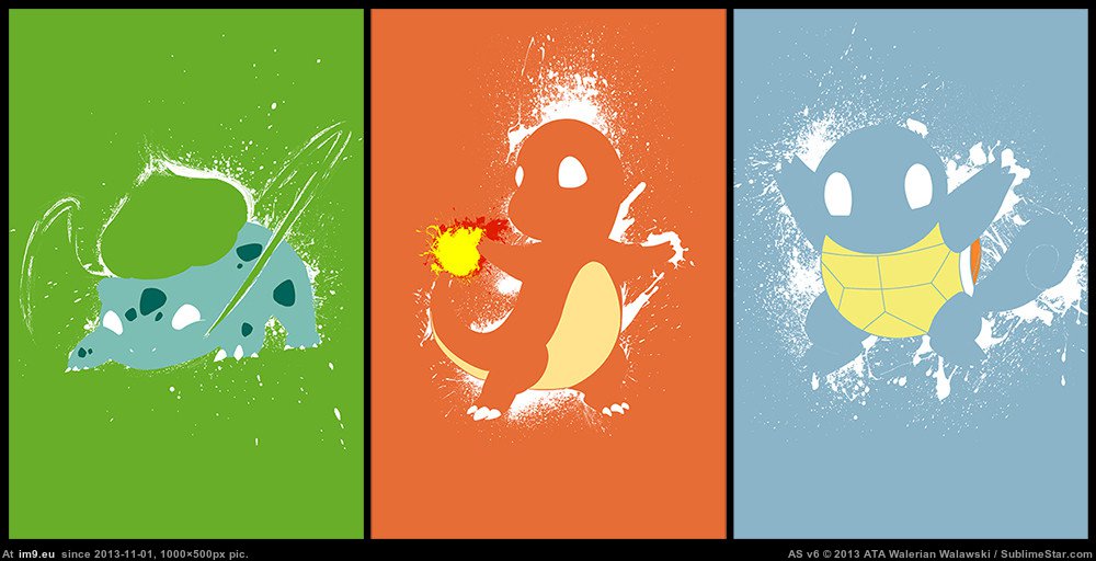 [Gaming] Paint splattered trios - Pokemon edition (in My r/GAMING favs)