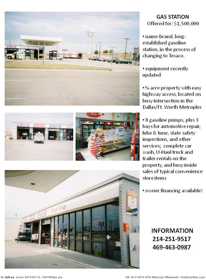 GAS STATION FLYER (in IMBS Business For Sale)