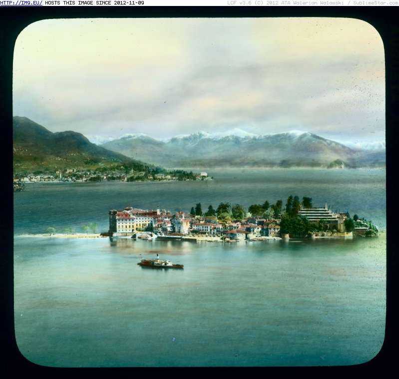 #Lake #Aerial #Maggiore #Isola #Bella #Lago Lago Maggiore - aerial view of Isola Bella, in Lake Maggiore (1919-1938).2874 Pic. (Image of album Branson DeCou Stock Images))