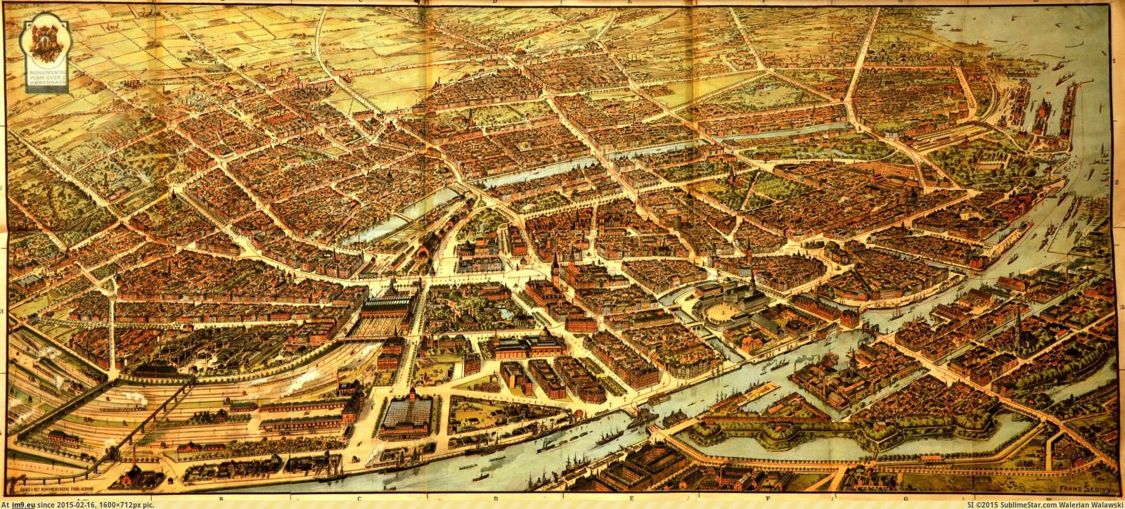 [Mapporn] Copenhagen Tourist Map by Franz Šedivý, 1909 [1600x712] (in My r/MAPS favs)