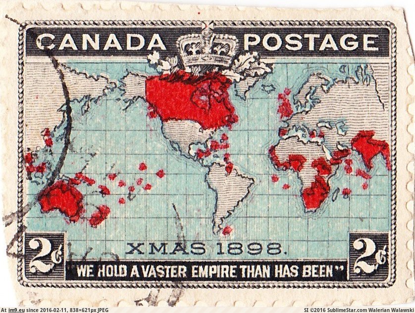 [Mapporn] Map of the British Empire on the world's first Christmas stamp [838x621] (in My r/MAPS favs)