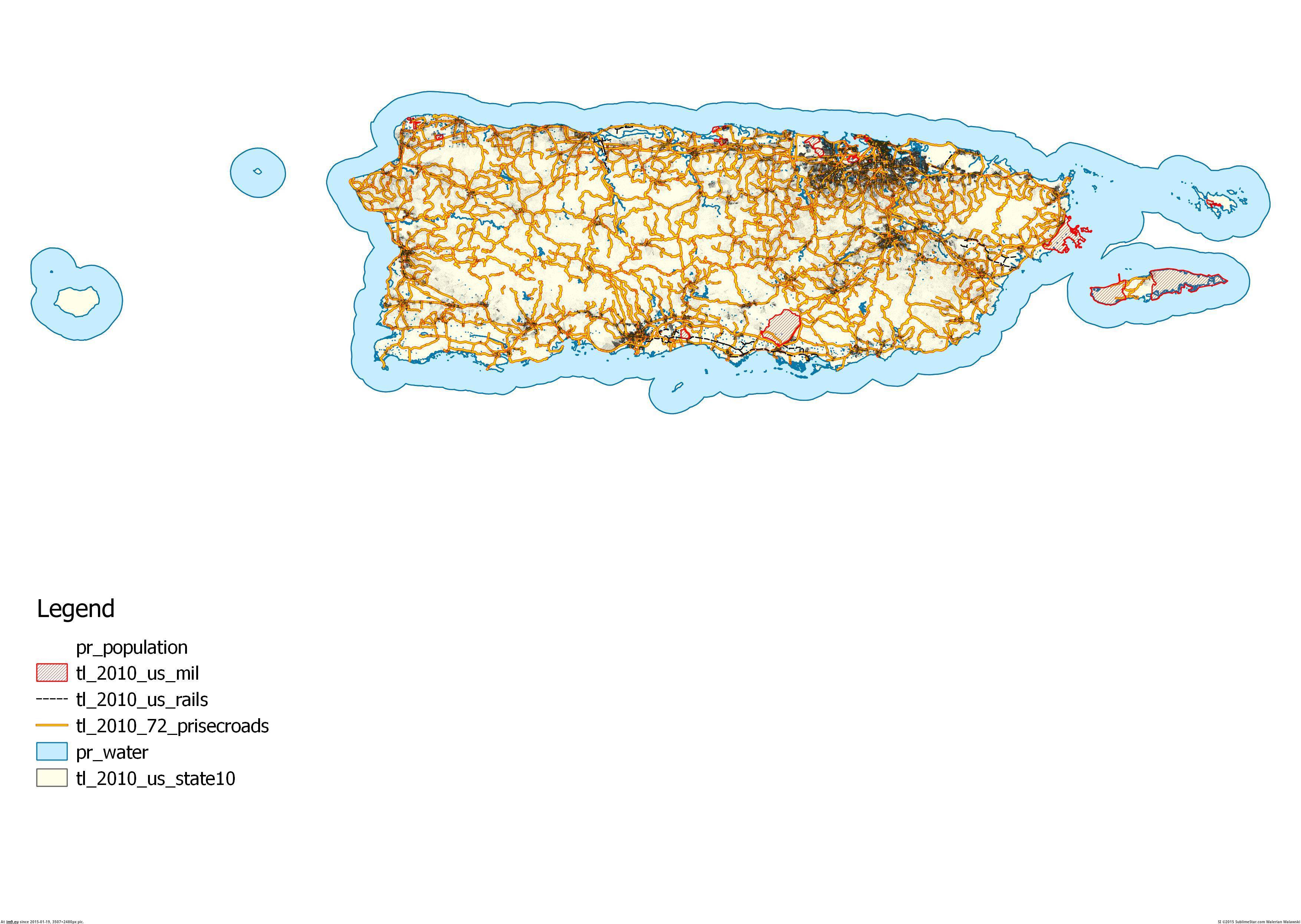 [Mapporn] Population Dot Map Puerto Rico [3507x2480] (in My r/MAPS favs)