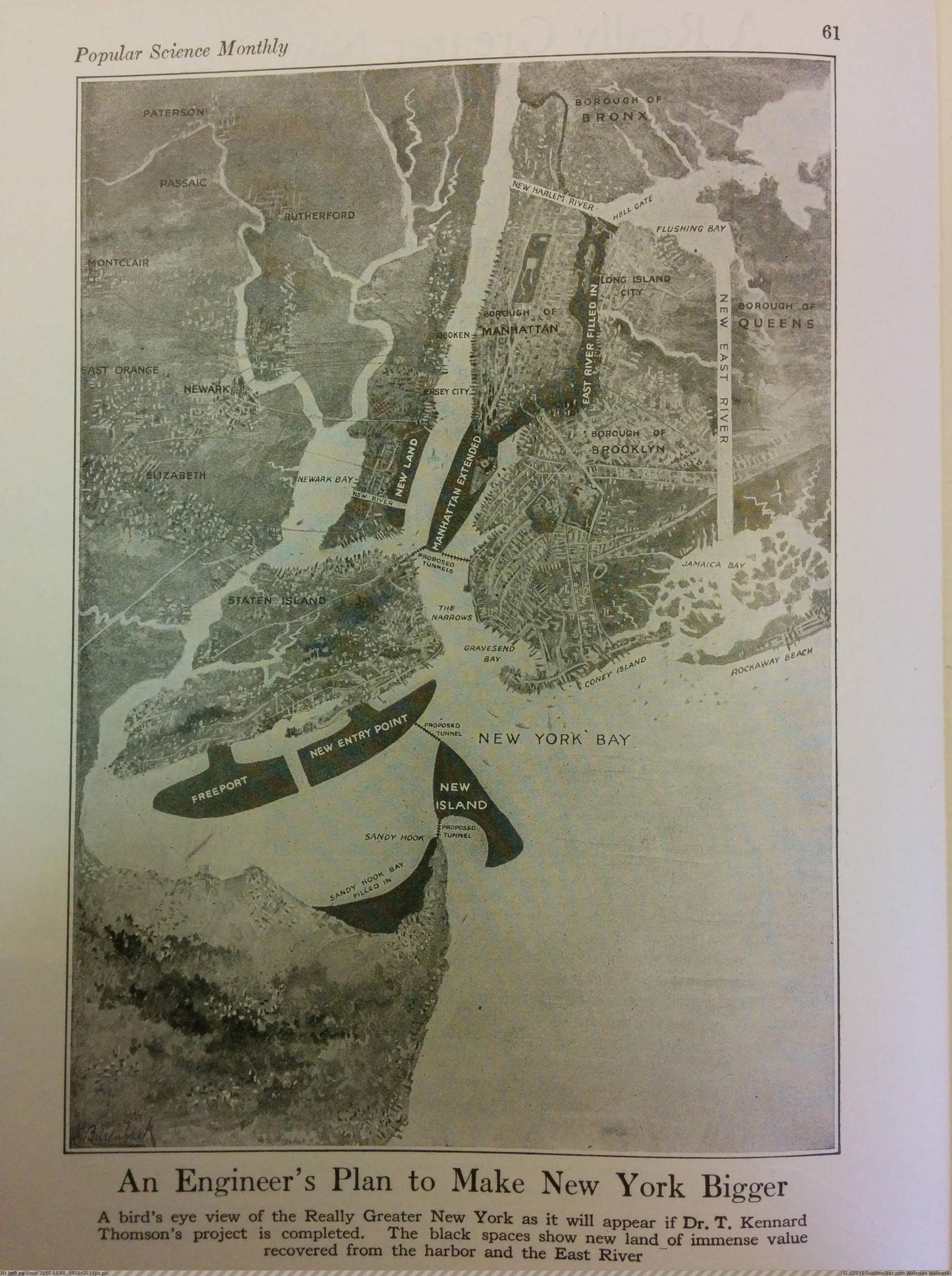 [Mapporn] T. Kennard Thomson's plan to drain New York City's East River, 1911 (1958x2611) (in My r/MAPS favs)