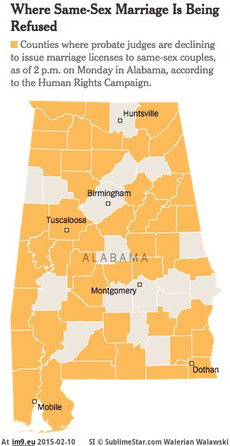 [Mapporn] Where is same-sex marriage being refused in Alabama? [326x620] (in My r/MAPS favs)