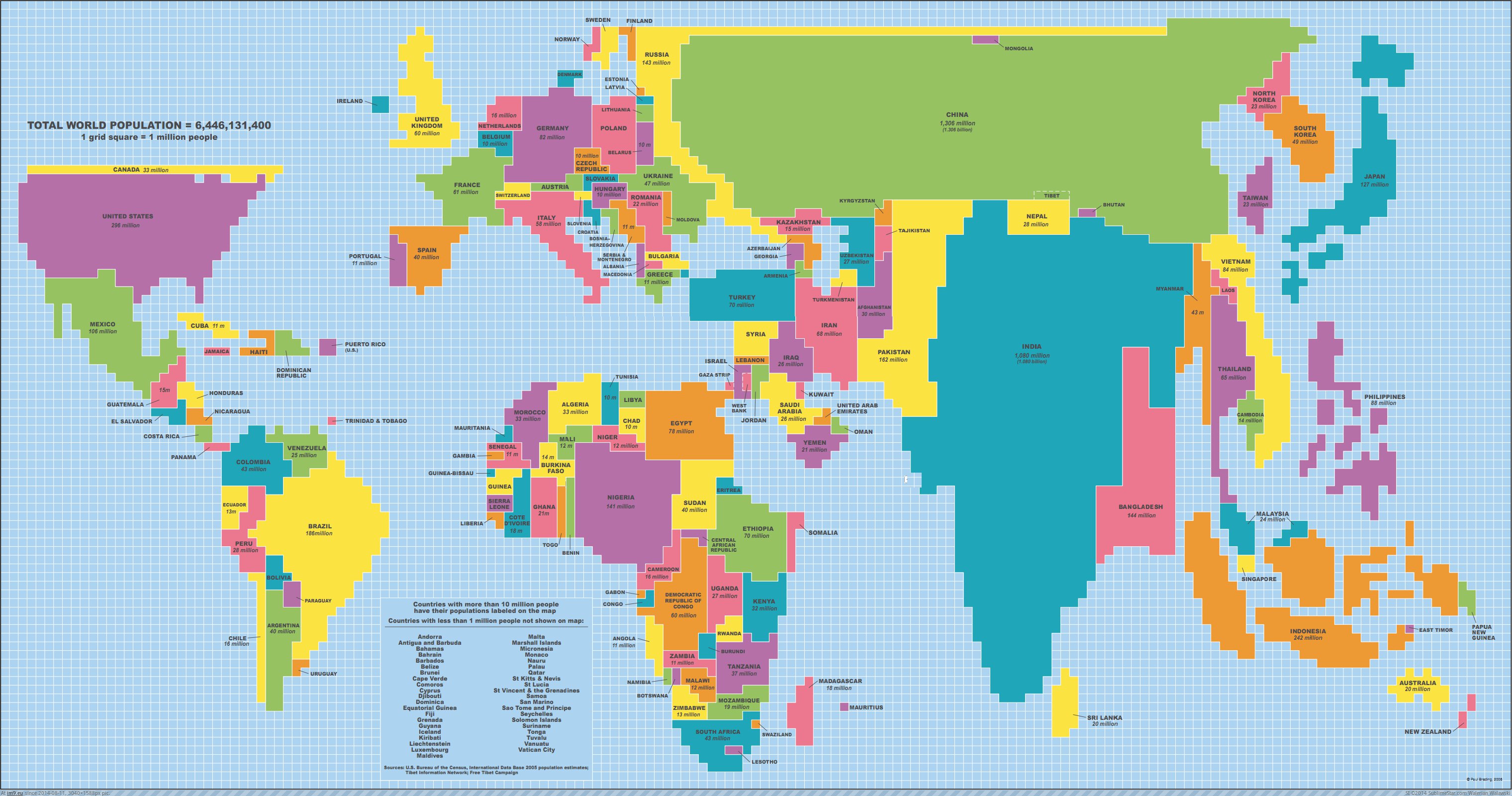 [Mapporn] World map by population [3040 x 1588] (in My r/MAPS favs)