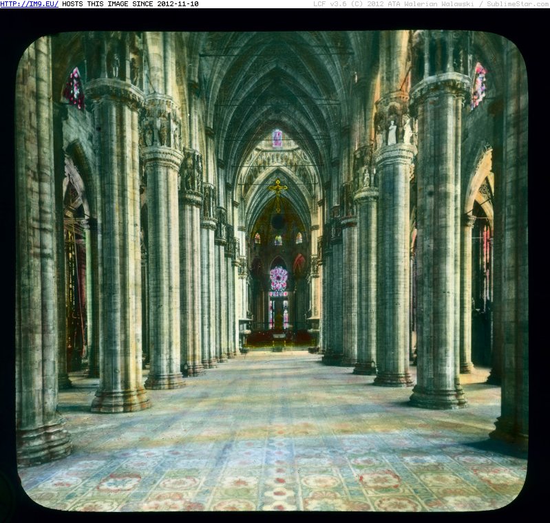 Milan. Cathedral (Duomo) - interior, nave view from the entrance (1935).2949 (in Branson DeCou Stock Images)