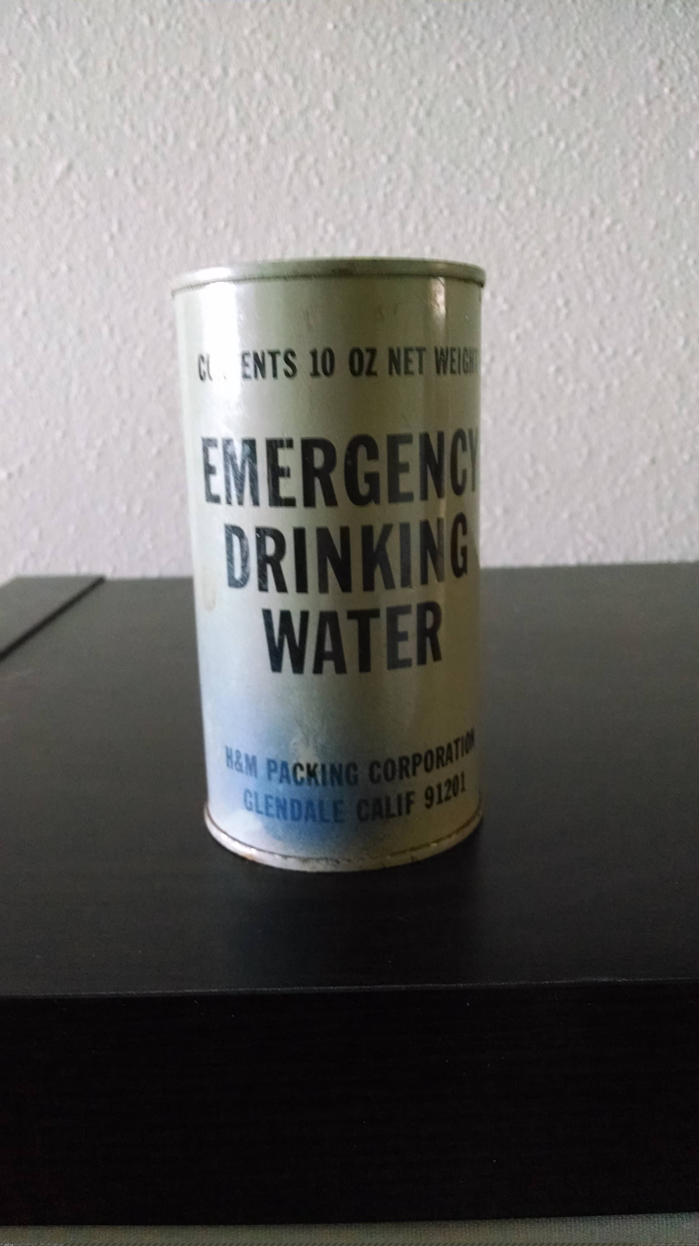 [Mildlyinteresting] A can of emergency water made in 1969. My dad pulled it off of an ice breaker ship in 1976. Still full. (in My r/MILDLYINTERESTING favs)