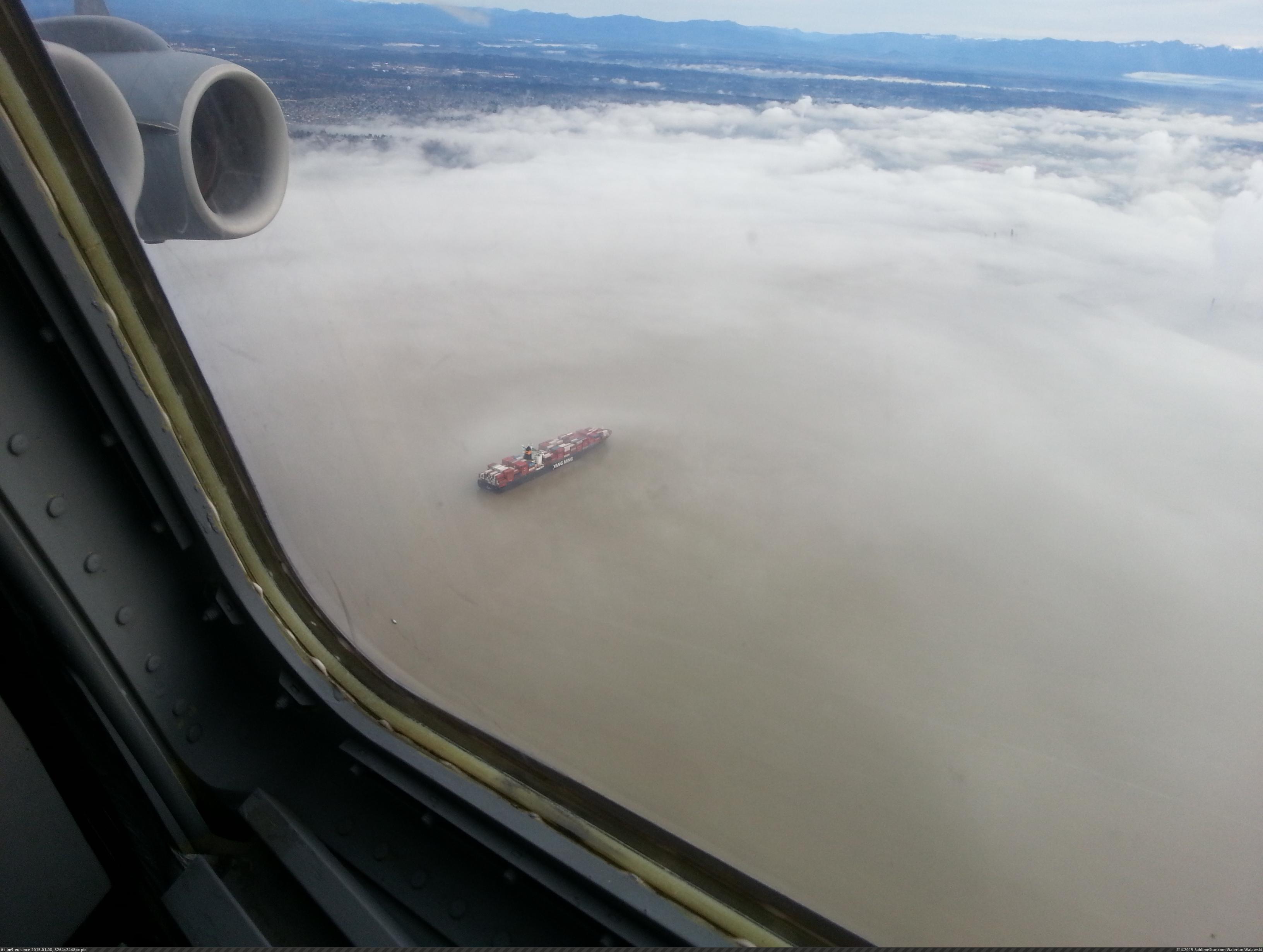 [Pics] This ship looked like it was floating on a cloud today. (in My r/PICS favs)