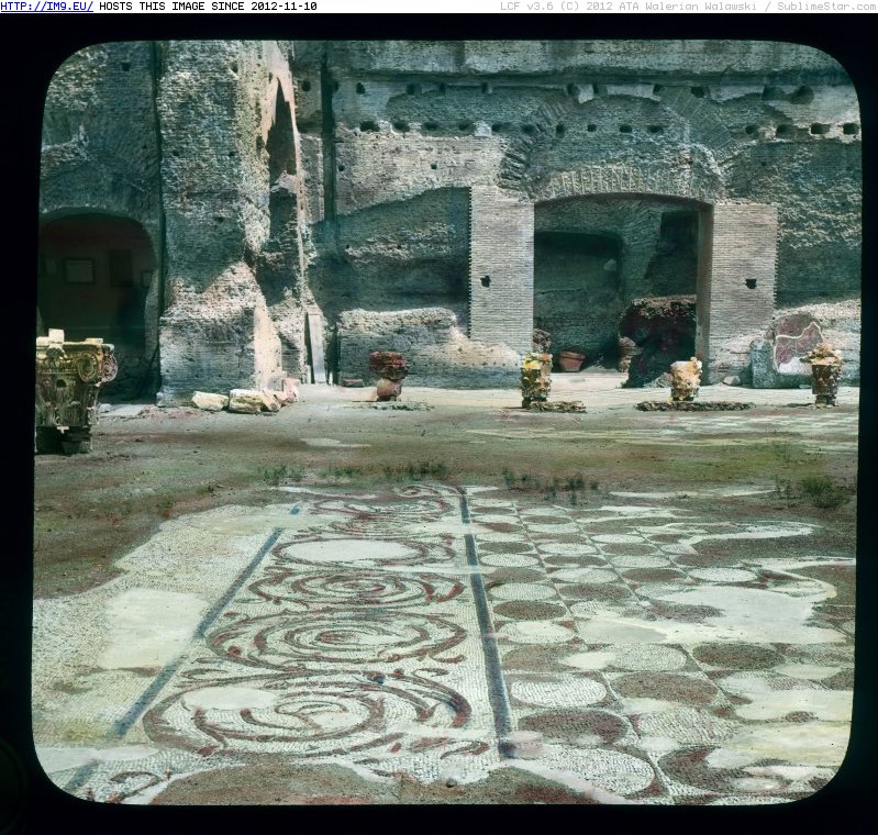 Rome. Baths of Caracalla - view of room with mosaic floor (1919-1938).3210 (in Branson DeCou Stock Images)