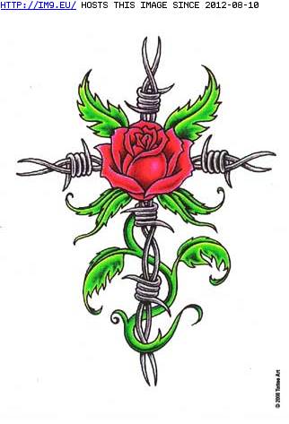 Tattoo Design: barb-wire-cross (in Cross Tattoos)