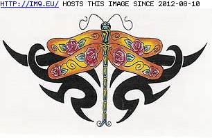 Tattoo Design: CEI-lb-rosewing-dfly-black- (in Insects Tattoos)
