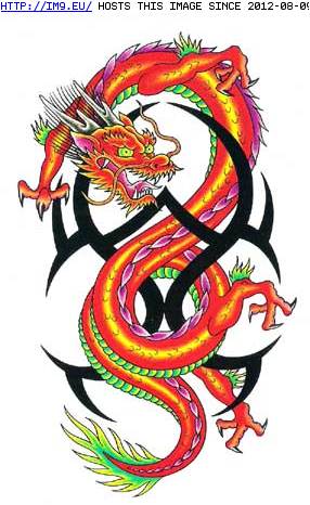 Tattoo Design: CES-red-tribal-dragon (in Dragon Tattoos)